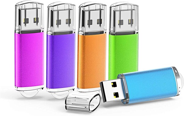 KOOTION USBメモリ16GB 5個セット USB2.0 USBフラッシュメモリ キャップ式 ストラップホール付き フラッシュドライブ（五色：青、紫、緑