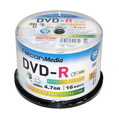 FalconMedia 1回記録(データ）用 グロッシー（光沢写真画質）DVD-R BE033 (片面1層/1-16倍速/50枚)