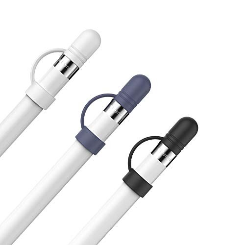 AhaStyle Apple Pencil用シリコンキャップ 交換品 紛失対策 Apple Pencil 第一世代対応 三つ入り (白、黒、紺)