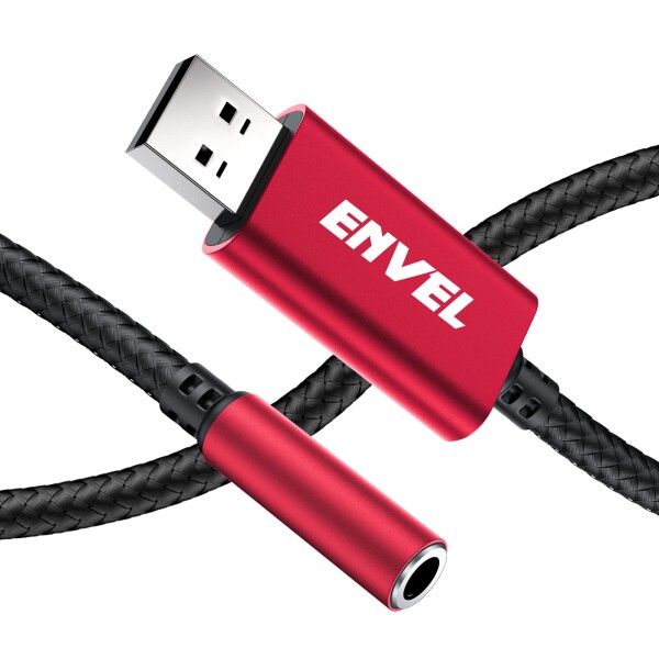 ENVEL ヘッドセットアダプター 3.5mm メス型〜USBオス型 チップ内蔵 外付けステレオサウンドカード TRRS 4極 マイク対応 USB〜ヘッドホン