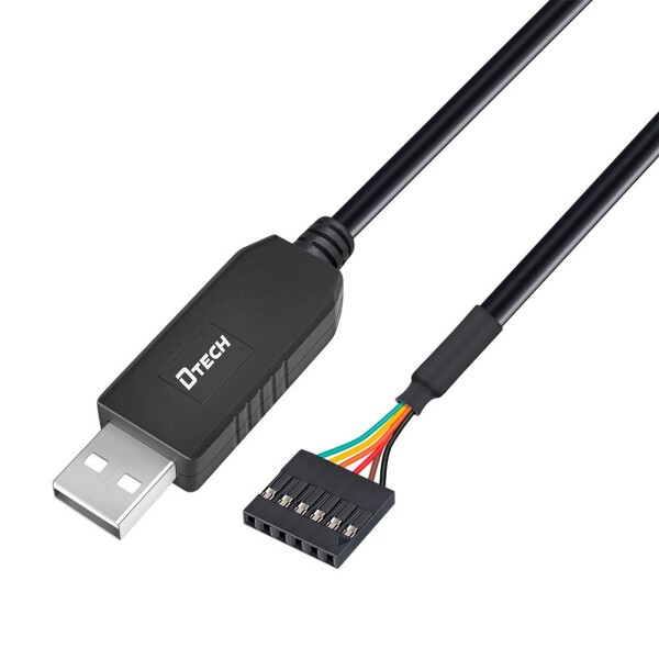 DTECH USB TTL シリアル 変換 ケーブル 5V 1.8m FTDI チップセット 6ピン 2.54mm ピッチ メス コネクタ FT232RL USB UART シリアル コン