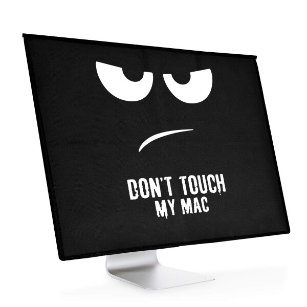 kwmobile 対応: Apple iMac 21.5 モニター防塵カバー - PC カバー ホコリよけ - キーボード マウス ポケット付き Don't touch my Macデ