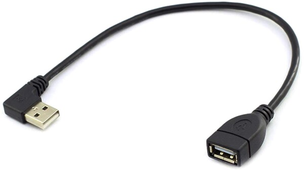 オーディオファン USB延長ケーブル L字 オス USB2.0 方向変換 L字 Aタイプ オス - Aタイプ メス 延長ケーブル L字D 約 30cｍ ブラック