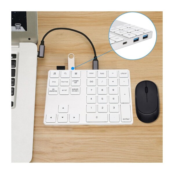 ワイヤレステンキー Bluetooth数字キーパッド 34キー ナンバーパッド 小型 持ち運び便利 極薄型 会計データー 無線キーボード+HUBハブ Ty