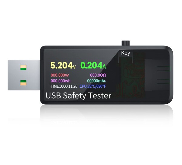 YOJOCK USB電圧電流チェッカー 電流電圧検査範囲3-30V/0-5.1A急速充電QC2.0/QC3.0FCP/ SCP, APPLE2.4A /2.1 A/1A/0.5Aなど対応（ブラック