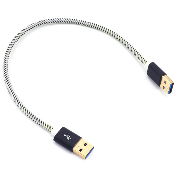 オーディオファン USBケーブル USB3.0 USB3.2 Gen1 5Gbps 短い USB-A (オス) - USB-A (オス) 高耐久性 ケーブル 金メッキ 30cm