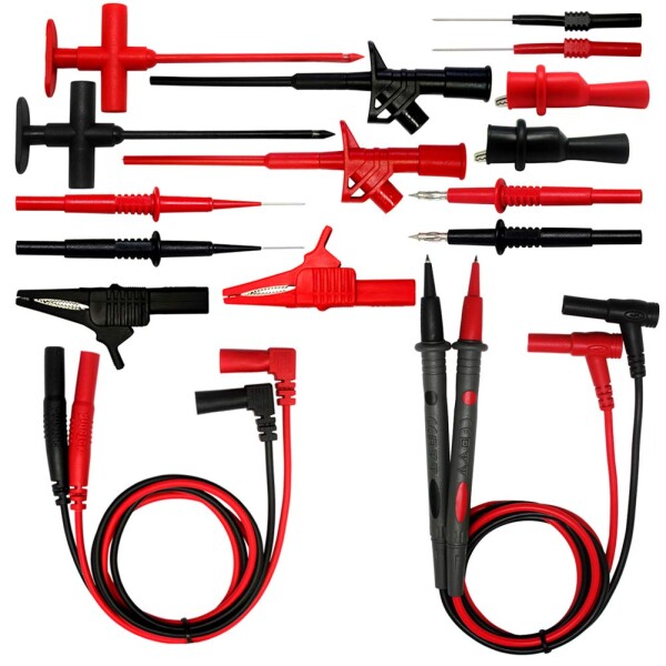 AideTek Automotive 9-in-1 silicone test leads kit Insulation Piercing test clip crocodile clips up to 32A for Multimeter TLP2016