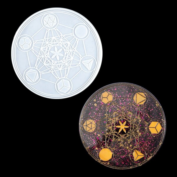Zayookey 六芒星 シリコンモールド フラワーオブライフ 円形 1個セット 4種類 魔法陣 占い 方位磁針 占星術チャート 神秘主義 おしゃれ