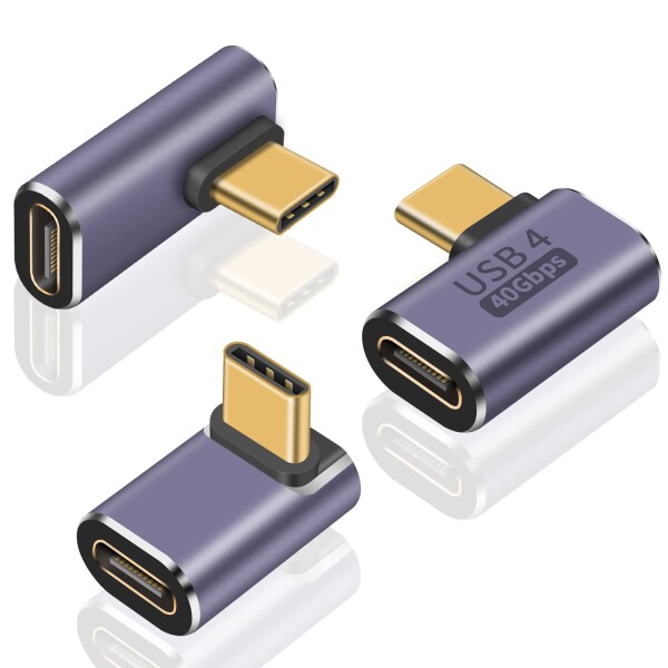 Duttek USB Type C 変換アダプタL字, 40Gbps USB C 変換アダプタ 90度L字L型USB Cオス対メスアダプタは8k@60HZと100W 5Aの急速充電をサポ