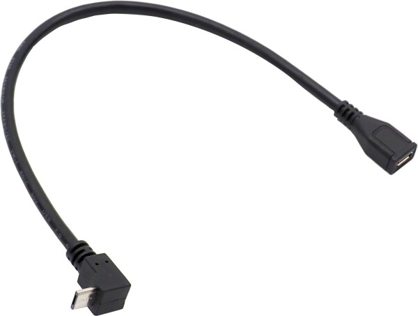 オーディオファン USBケーブル microUSB延長ケーブル USB2.0 L字 micro-B オス - micro-B メス 充電 データ転送 対応 L字型B 短い 約25cm