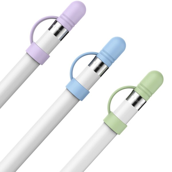 AhaStyle Apple Pencil用シリコンキャップ 交換品 紛失対策 Apple Pencil 第一世代対応 三つ入り (パープル、ブルー、グリーン)