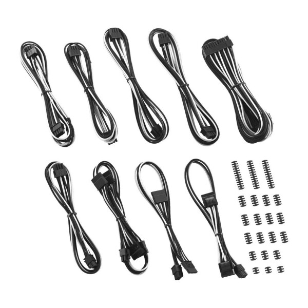 CableMod E-Series Classic ModFlex Sleeved Cable Kit for EVGA G7 / G6 / G5 / G3 / G2 / P2 / T2 (Black + White)