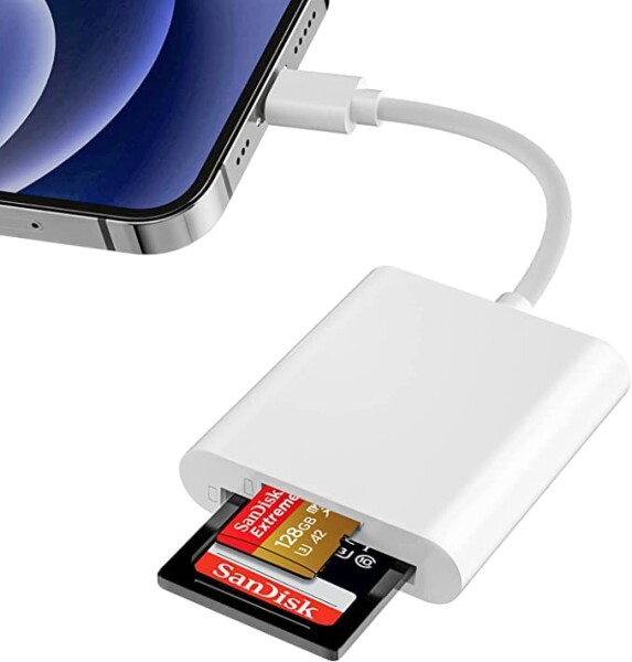 Ostrich iPhone SDカードリーダー ポータブルカードリーダー ICカードリーダー iPad対応 アイフォーン 2-in-1 SD/TF対応 microsdカード