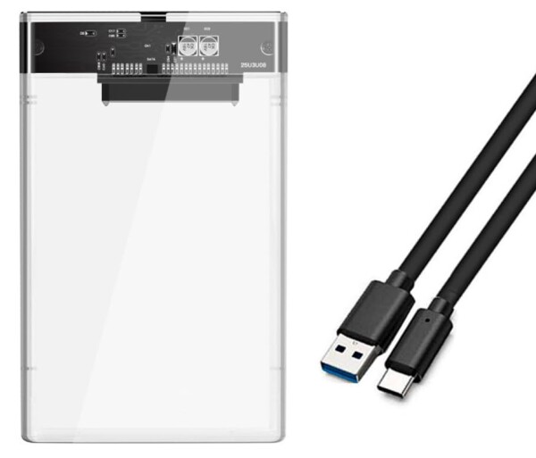 TAORAYO 透明な 2.5インチ HDD/SSDケース USB 3.1 Gen1接続 SATA III対応 HDD/SSD 外付け ドライブ ケース ネジ & 工具不要 簡単着脱 最大