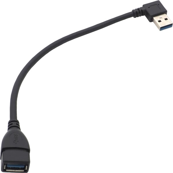 オーディオファン USBケーブル 延長 USB3.2 Gen1 5Gbps L字 USB-A オス - USB-A メス USB3.0 USB3.1 対応 L字型C USB延長ケーブル ブラッ