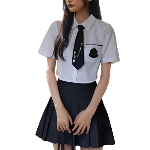 (AZ-FRONT) JK制服 なんちゃって制服 学生服 韓国 コスプレ シャツ ネクタイ スカート ３点セット (XXL)