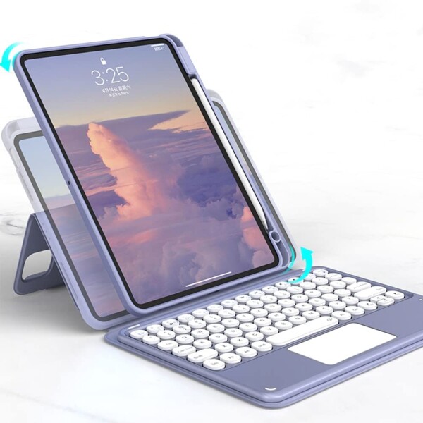 磁気吸着 iPad 第6世代 第5世代 Air Air2 Pro 9.7 キーボード ケース 縦置き タッチパッド搭載 丸型キー 背面カバー 取り外し可能 Apple