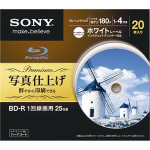 ソニー ビデオBD-R追記SL25GB4xホワイトプリンタブル20枚P