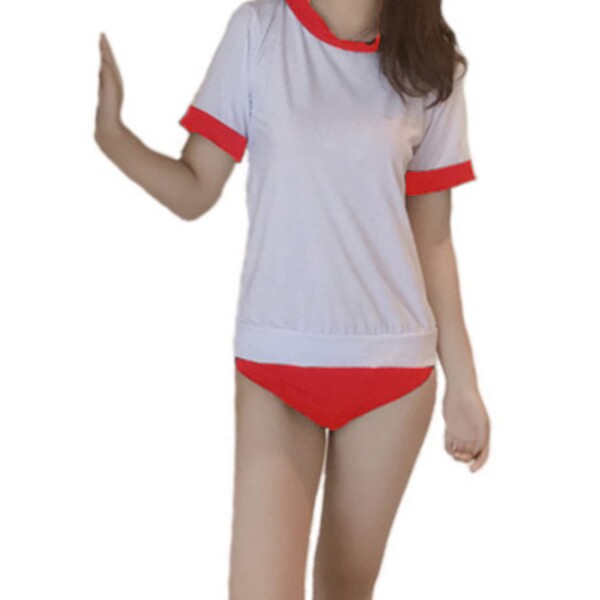 (ノクスルーナ) ブルマ 体操服 コスプレ 大きいサイズ 体操着 女子陸上 コスチューム 男の娘 赤色 Lサイズ