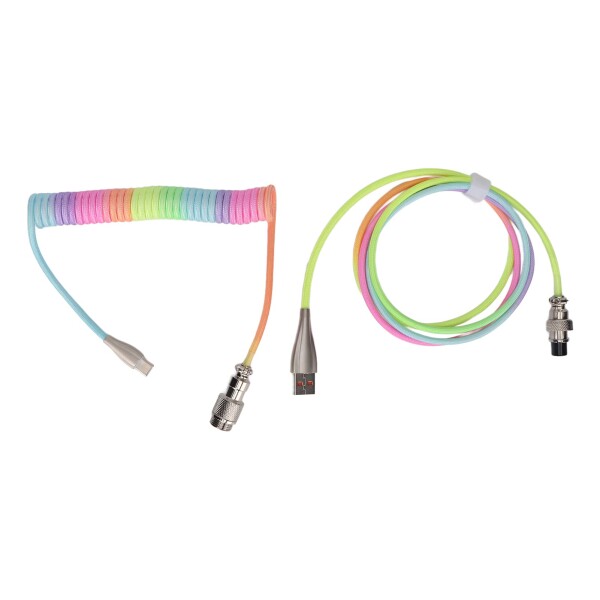ゲーミング キーボード ケーブル、グラデーション カラー RGB 発光カスタム メカニカル キーボード 格納式 USB C コイル状スプリング ケ