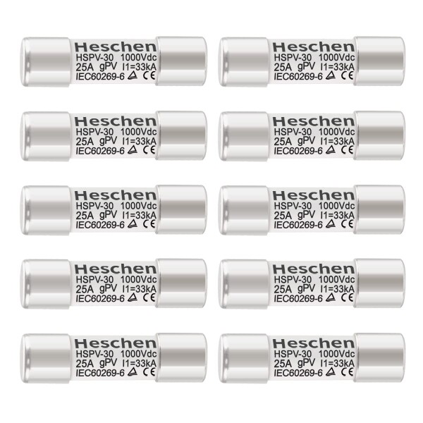 Heschen 太陽 DC1000V PV のヒューズ、光起電ヒューズ、gPV のタイプ ヒューズ リンク、HSPV-30、10 * 38mm、25A 1000VDC の I1 33kA の