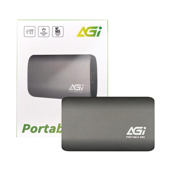 AGI 1TB ED138 外付けSSD、USB 3.2 Gen 2 Type-C to Type-C/Type-Aケーブル、アルミニウムケース。(読み込み・書き込み速度530/490MB/秒