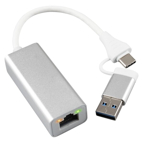 Leehitech USB有線LANアダプター 1000Mbps 2 in 1 RJ45 USB Type C+USB3.0 to ギガビットイーサネットアダプター，高速安定転送 ，アルミ
