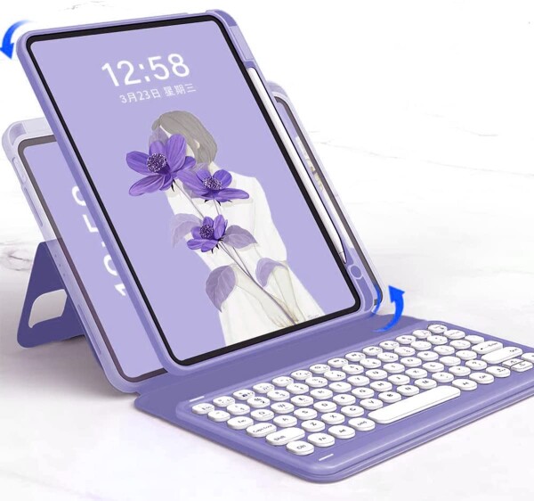 磁気吸着式 iPad Air5 Air4キーボードケース 縦置き 横置き 両用 マグネット カバー iPad Pro11/ Air 第5 4 世代 10.9インチケース 丸型