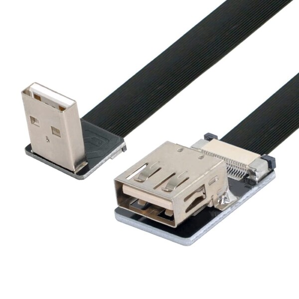 ChenYang CY 下向きフラットスリム FPC USB 2.0 Type-A オス-メス 延長データケーブル FPV & ディスク & スキャナー & プリンター用 20cm