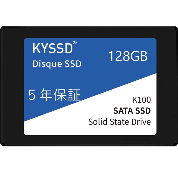 内蔵型SSD 128GB 2.5インチ 7mm 3D NAND採用 SATAIII 6Gb/s 550MB/s KYSSD K100-SSD-128GB 国内5年保証 (SSD, 128GB)