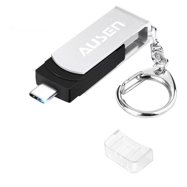 AUSEN 32GB OTG TypeC USBメモリ高速転送 小型 タイプC USBフラッシュドライブ (Type - C + usb3.0) 2 in1 金属 フラッシュメモリ キーリ