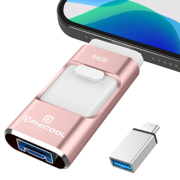 ４in1 iPhone対応 USBメモリ 64GB 高速 データ バックアップ iPad対応 usbメモリー スライド式 iOS/Type-C/USB/Micro USB搭載 外付けUSB